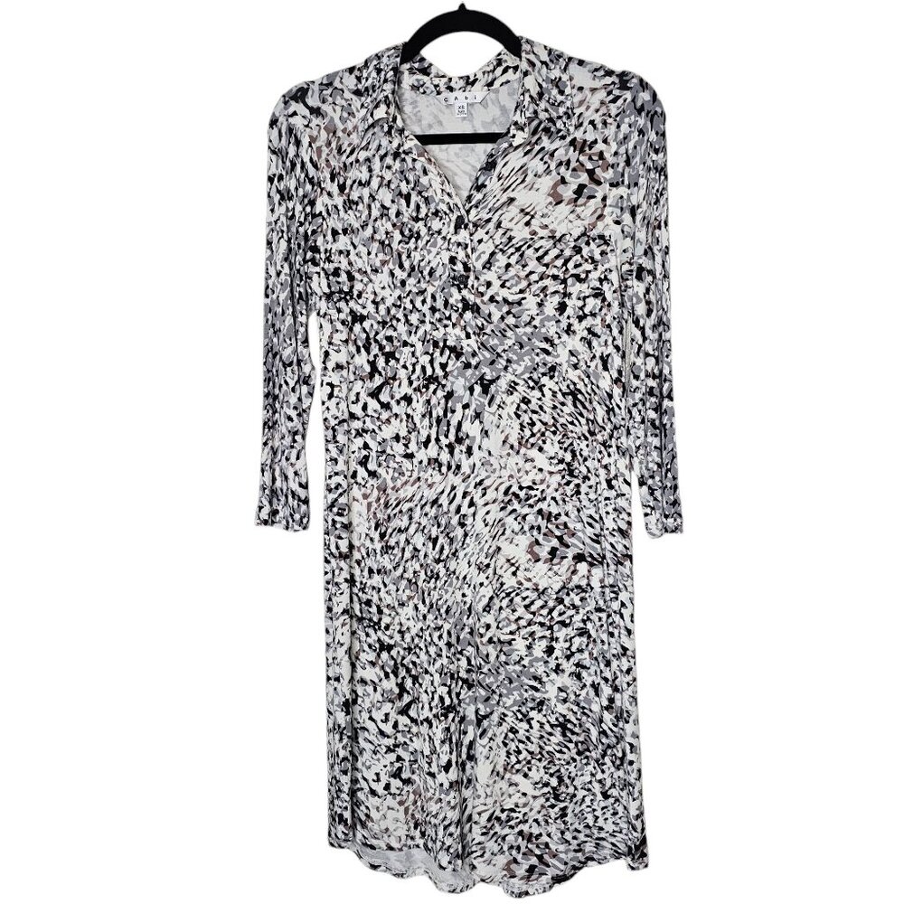 Cabi Xs Grey Abstract Print Collar Button Up Casu… - image 1